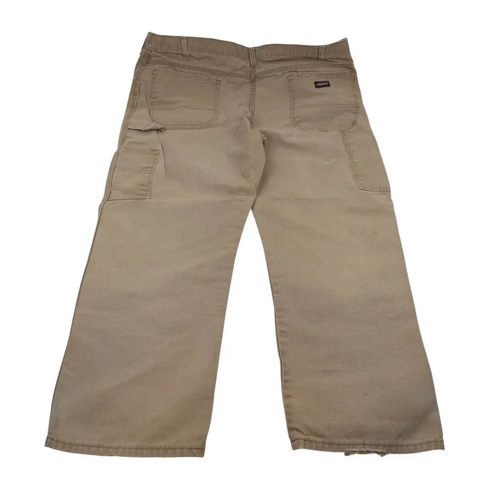 VTG Dickies Men’s Brown Double Knee Duck Canvas Carpenter Pants 42x30 Distressed